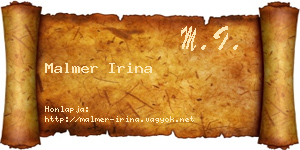 Malmer Irina névjegykártya